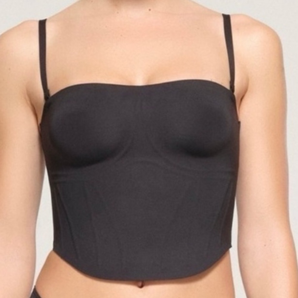 NWT SKIMS Bonded Crop Corset S Onyx Black Discontinued Rare